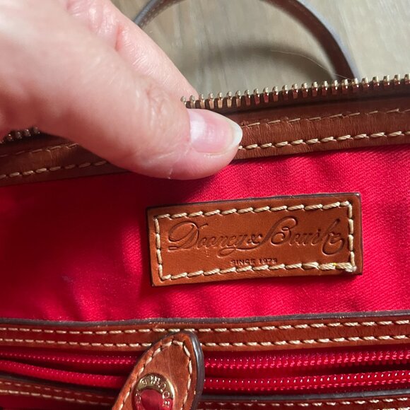 Dooney & Bourke Red Pebble Leather Tote Shoulder Bag Red Lining 10" x 11" - Picture 9 of 11